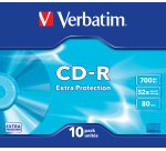 Cd-rom verbatim extra proteccion capacidad 700mb velocidad 52x 80 min pack de 10 unidades caja slim