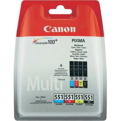 Canon CLI-551 / 6509B008 Pack Cartucho original negro + tricolor de capacidad estándar