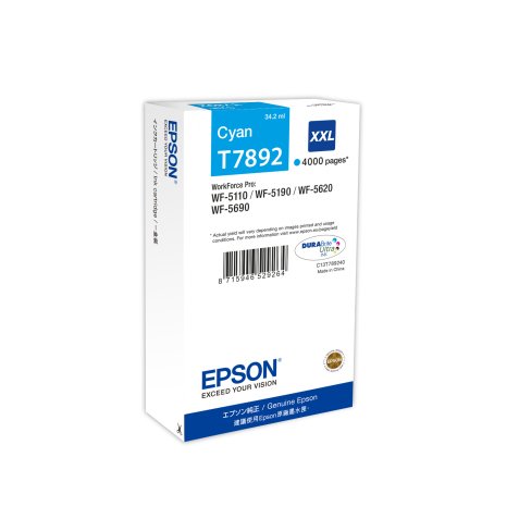 Epson T7892 XXL Cartucho original cian de alta capacidad (4000 páginas)