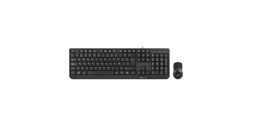 Pack Teclado USB QWERTY + Ratón con cable NGS Cocoa Kit Negro