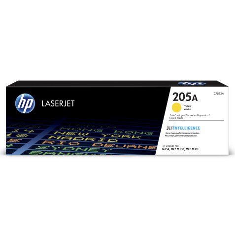 Toner hp 205a laserjet m154a / 154nw / mfp m180n / 181fw amarillo 900 paginas