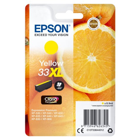 Epson Oranges Singlepack Yellow 33XL Claria Premium Ink