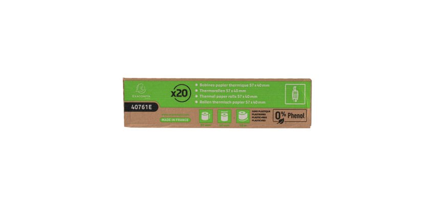 Bobines Terminaux bancaires Exacompta 40761E - l 57 mm x L 18 m, Ø 40 mm - 1 pli(s) - paquet de 20