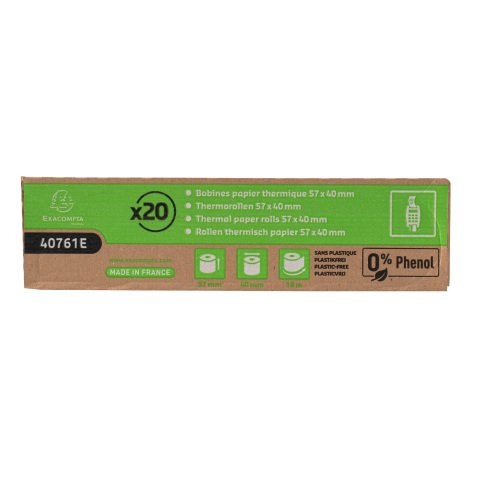 Bobines Terminaux bancaires Exacompta 40761E - l 57 mm x L 18 m, Ø 40 mm - 1 pli(s) - paquet de 20