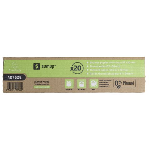 Bobines Terminaux bancaires Exacompta 40762E - l 57 mm x L 9 m, Ø 30 mm - 1 pli(s) - paquet de 20