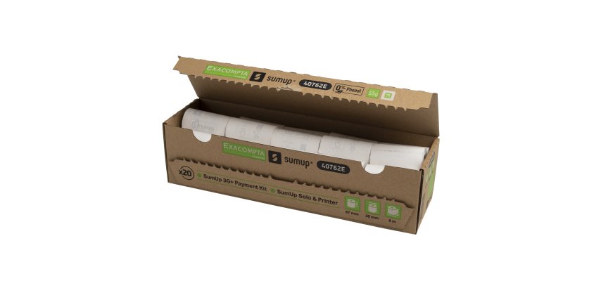 Reels Bank terminals Exacompta 40762E SumUp - W 57 mm x L 9 m, Ø 30 mm - 1 ply - pack of 20