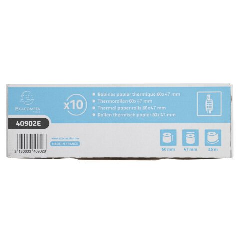 Papel térmico Exacompta 60 x Ø 47 x 12 mm 55g 25m 1 copia SBPA FSC 40902E con impresión en reverso FSC