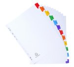 Intercalaire A4+ carte bristol blanche Exacompta 12 onglets numériques multicolores 1 jeu