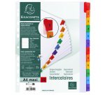 Intercalaire A4+ carte bristol blanche Exacompta 12 onglets numériques multicolores 1 jeu