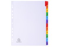 Intercalaire A4+ carte bristol blanche Exacompta 12 onglets numériques multicolores 1 jeu