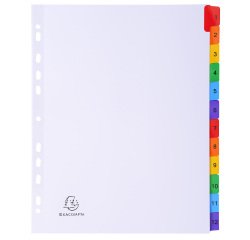 Tabbladen karton 160g - versterkte gekleurde tabs + inbdexblad - 12 tabs - A4 maxi - Wit