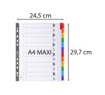 Intercalaire A4+ carte bristol blanche Exacompta 12 onglets numériques multicolores 1 jeu