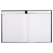 Register 315 x 245 mm geruit 200 genummerde pagina's met vaste hoofding zwart canvas