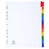 Tabbladen karton 160g - geplastificeerde gekleurde tabs + index - 12 tabs - A4 maxi - Wit