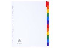 Tabbladen karton 160g - geplastificeerde gekleurde tabs + index - 12 tabs - A4 maxi - Wit