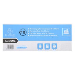 Papel térmico Exacompta 80 x Ø 80 x 12 mm x 85m 48g 1 copia SBPA FSC 43809E con impresión en reverso FSC