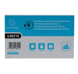 Bobines Caisses Exacompta 43821E - l 80 mm x L 72 m, Ø 76 mm - 1 pli(s) - paquet de 6