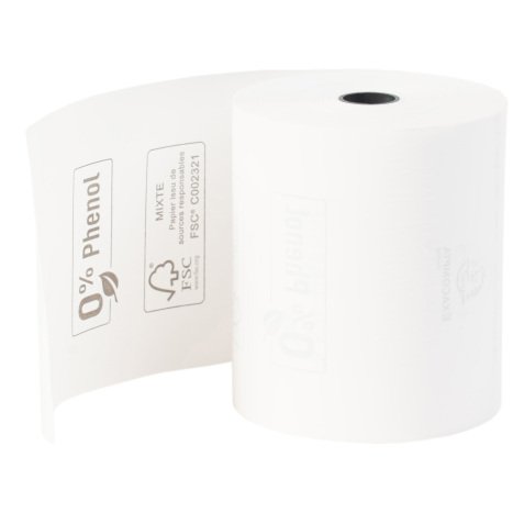 Kassarollen 80x80mm - 1 laag thermisch papier 55g/m2 - zonder Phenol - Wit