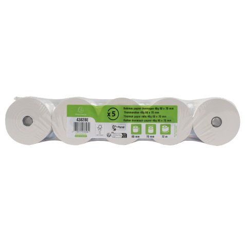 Bobines Caisses Exacompta 43828E - l 80 mm x L 72 m, Ø 70 mm - 1 pli(s) - paquet de 5