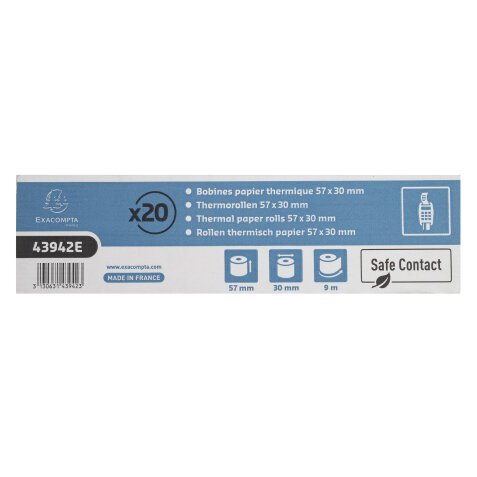 Bobine thermique Safecontact, 57 mm x 9 m, gris-