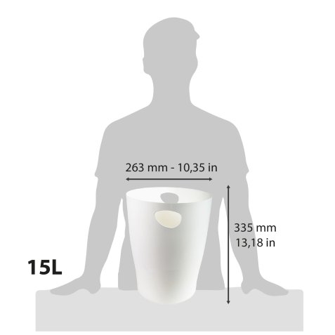 Papierkorb ECOBIN, 15 Liter, Office - Weiß