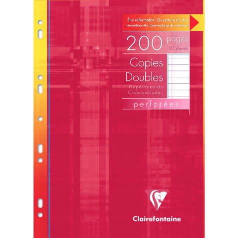 Copies doubles sous étui A4 200 pages perforées ligné + marge