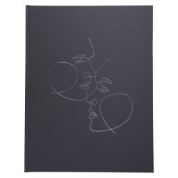 Gastenboek 100 pagina's zilveren randen Art - zwart