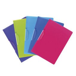 Clip Folder PP Col Cover Clear clip Ast - Assorted colours