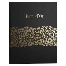 Gastenboek 100 pagina's met goudsnede Aramy - Zwart