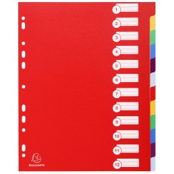 Register A4 Maxi PP 300µ, 12 neutrale Taben - Farben sortiert