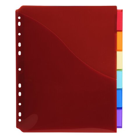 Dividers PP A4+Pocket & Label Tabs 6Pt - Assorted colours