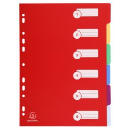 Dividers PP A4 0.3mm 6 Part - Assorted colours