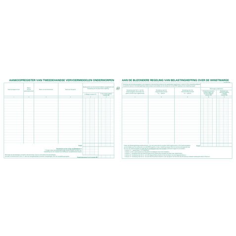 Speciale registers Garagisten - Tweedehandsvoertuigen binnenland & export - vergelijkingsregisters achteraan - Nederlandstalig - 80 blad