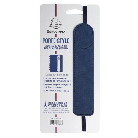 Porte-stylo Denim avec élastique - 3,5 x 15,5 cm - Bleu