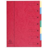 Ordnungsmappe aus Manilakarton 400g/qm mit dehnbarem Harmonika-Rücken, bedruckten Indexfenstern und 7 Fächern, für Format DIN A4 - Rot