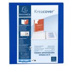 Classeur 4 anneaux plastifié Exacompta Kreacover® personnalisable A4 maxi - Dos 7,5 cm bleu