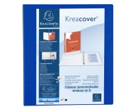 Classeur 4 anneaux plastifié Exacompta Kreacover® personnalisable A4 maxi - Dos 7,5 cm bleu