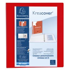 Classeur PP personnalisable Kreacover - 4 anneaux en D 50mm - A4 maxi - Rouge