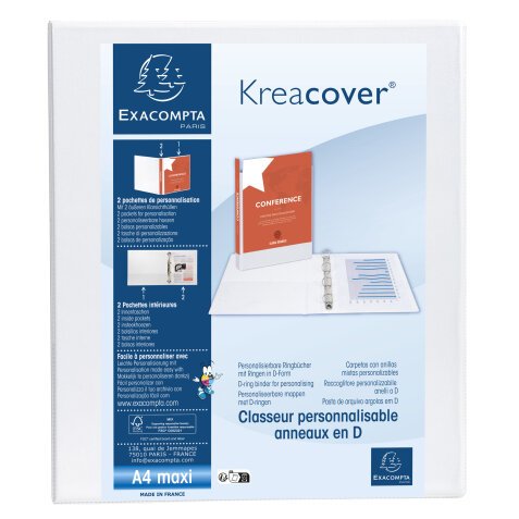 Classeur PP personnalisable Kreacover - 4 anneaux en D 25mm - A4 maxi