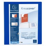 Classeur PP personnalisable Kreacover - 2 anneaux en D 40mm - A4 maxi - Bleu