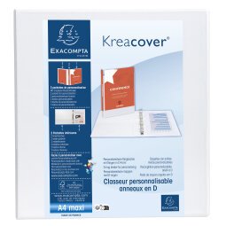 Classeur PP personnalisable Kreacover - 2 anneaux en D 50mm - A4 maxi - Blanc