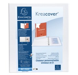Classeur 2 anneaux cartonné Exacompta Kreacover® personnalisable A4 maxi - Dos 2.5 cm blanc