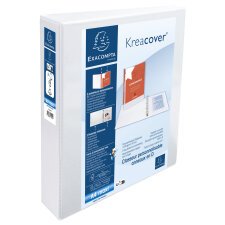 Classeur personnalisable rigide 2 poches KreaCover - 2 anneaux en D 50mm - A4 maxi - Blanc