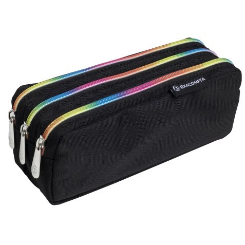 Trousse rectangle 3 compartiments Rainbow - Noir