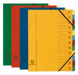 "Exacompta Harmonika Multi Part File, A4, 12 Sections" - Assorted colours