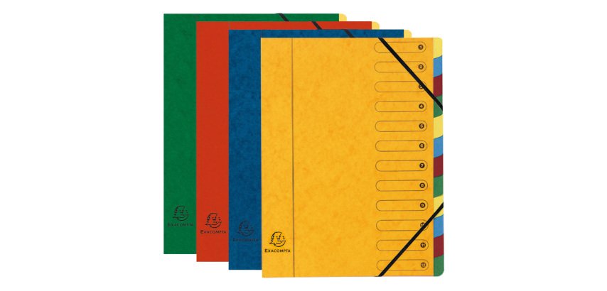 Trieur carte lustrée Harmonika 12 divisions couleurs assorties