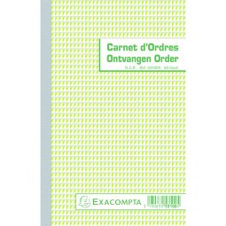 Carnet d'ordres 21x13,5cm 50 feuillets double autocopiant Billingue