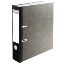 Registratore a leva PREM'TOUCH carta marmorizzata, dorso carta 80mm Grigio-dorso nero - Grigio-dorso nero