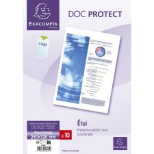 Sachet de 10 étuis de protection simples PVC lisse 20/100e - A4 maxi - Cristal