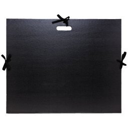 Carton à dessin kraft noir vernis avec rubans et poignée 59x72 cm - Pour format raisin - Noir